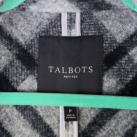 Talbots Wool Blend Plaid Oversized Button Front Poncho Cape PP (XSP) - Picture 11 of 13